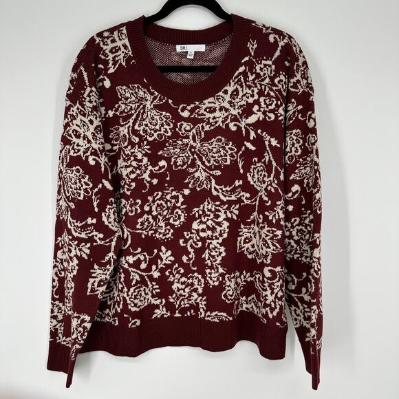 DR2 Red Floral Filigree Long Sleeve Cozy Feminine Long Sleeve Sweater Womens XL - Picture 1 of 8